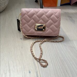Bebe Pink Quilted Crossbody Bag